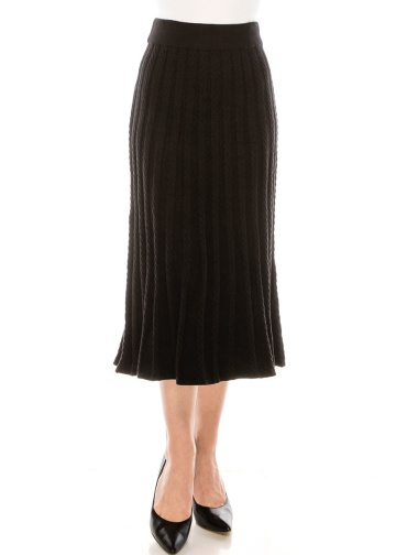 Knitted flared hem maxi skirt in black