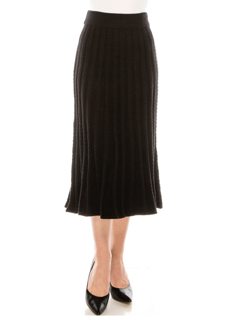 Knitted flared hem maxi skirt in black