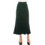 Knitted flared hem maxi skirt in green
