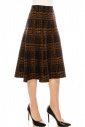A-line Checkered Skirt in Rust