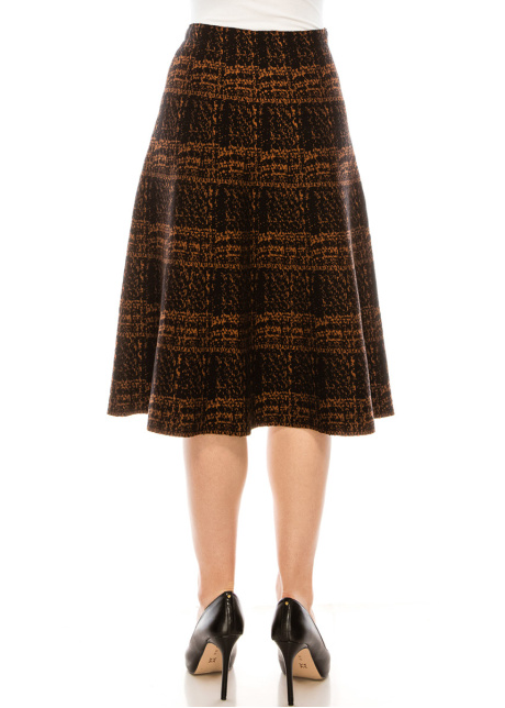 A-line Checkered Skirt in Rust