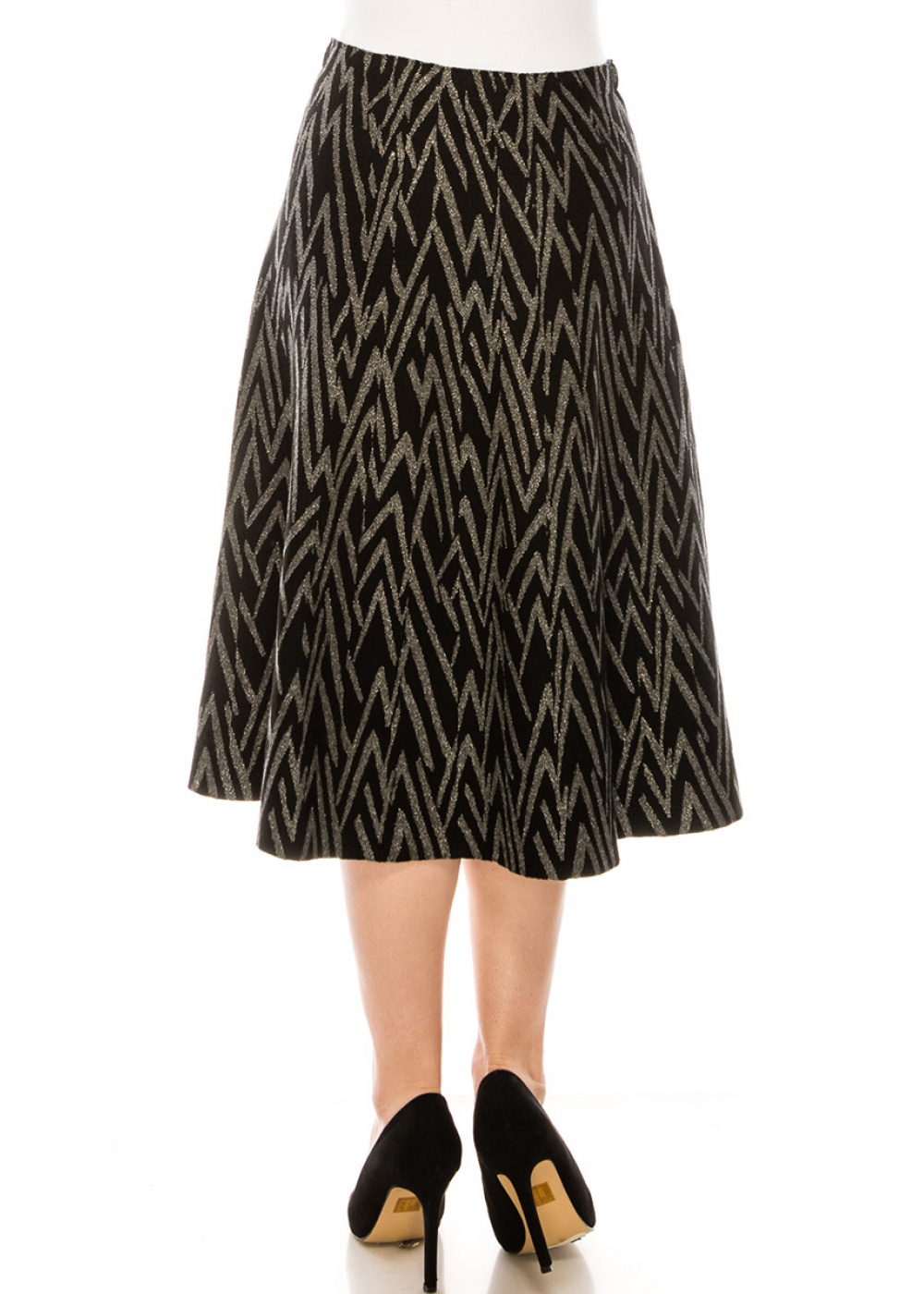 Silver lurex skirt with geometrical pattern