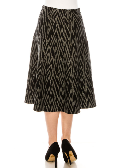 Silver lurex skirt with geometrical pattern