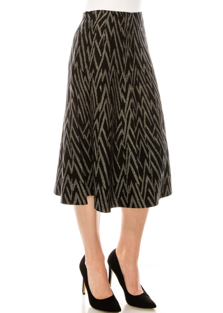 Silver lurex skirt with geometrical pattern
