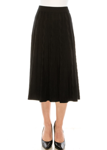 Cable knit midi skirt in black