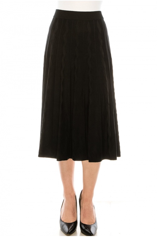 Cable knit midi skirt in black