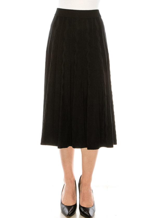 Cable knit midi skirt in black