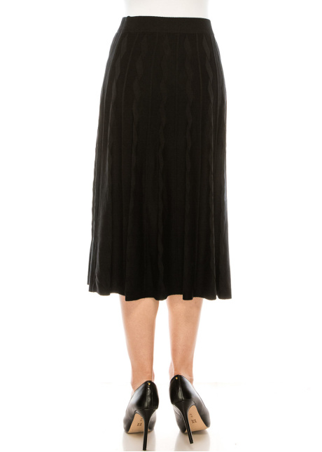 Cable knit midi skirt in black