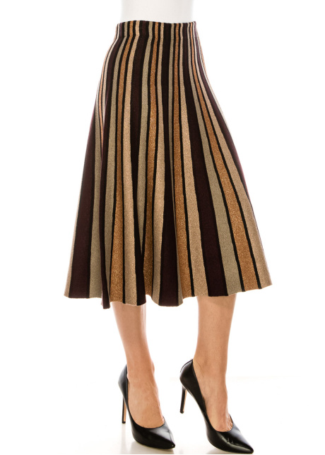 Shiny striped lurex skirt