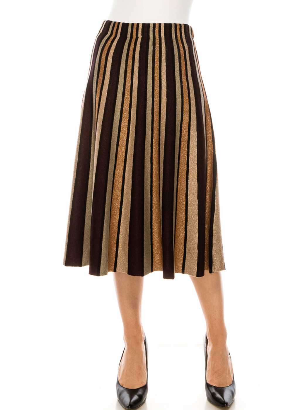 Shiny striped lurex skirt