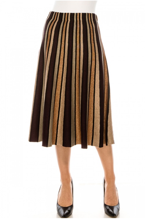 Shiny striped lurex skirt