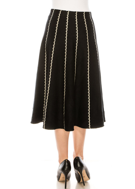 Black pleated skirt with contrast stripes
