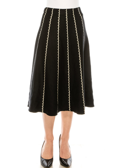 Black pleated skirt with contrast stripes