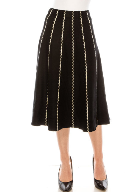 Black pleated skirt with contrast stripes