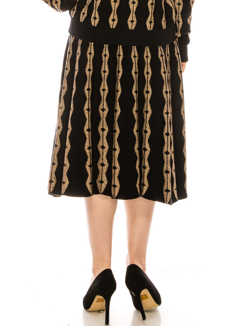 Golden ornament A-line midi skirt