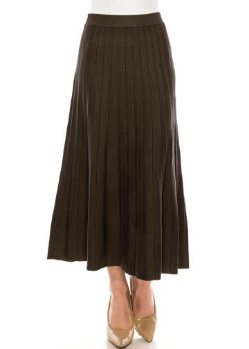 High-waist pleated skirt in olive