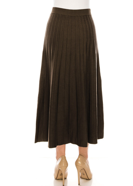 High-waist pleated skirt in olive
