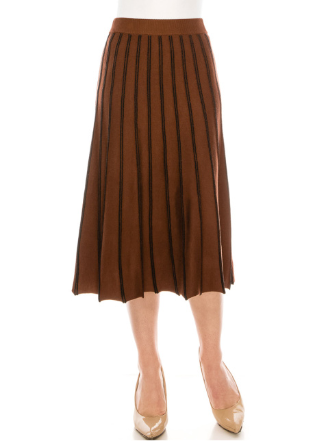 Striped A-line skirt in rust