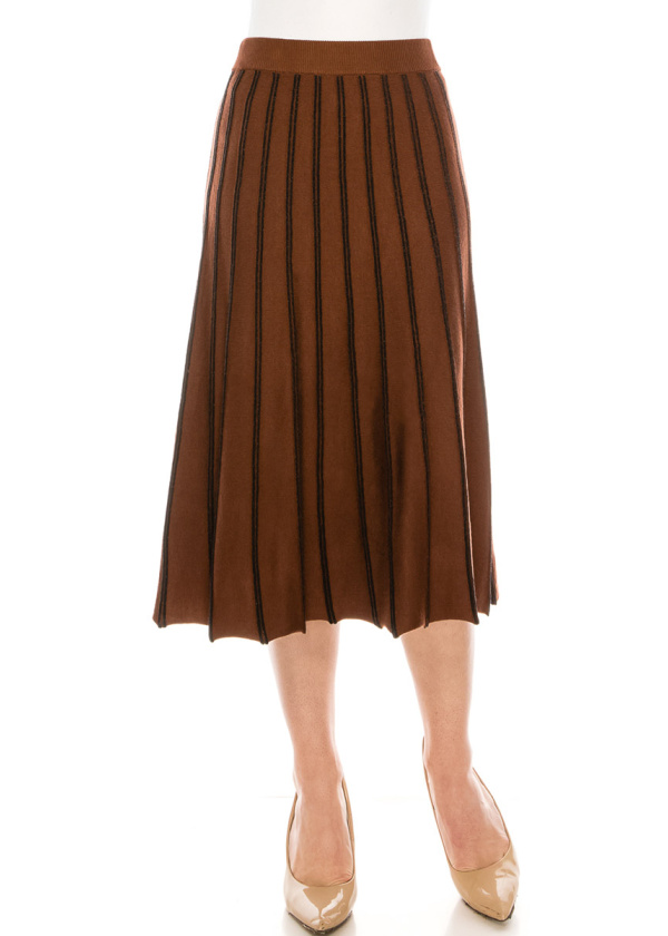 Striped A-line skirt in rust