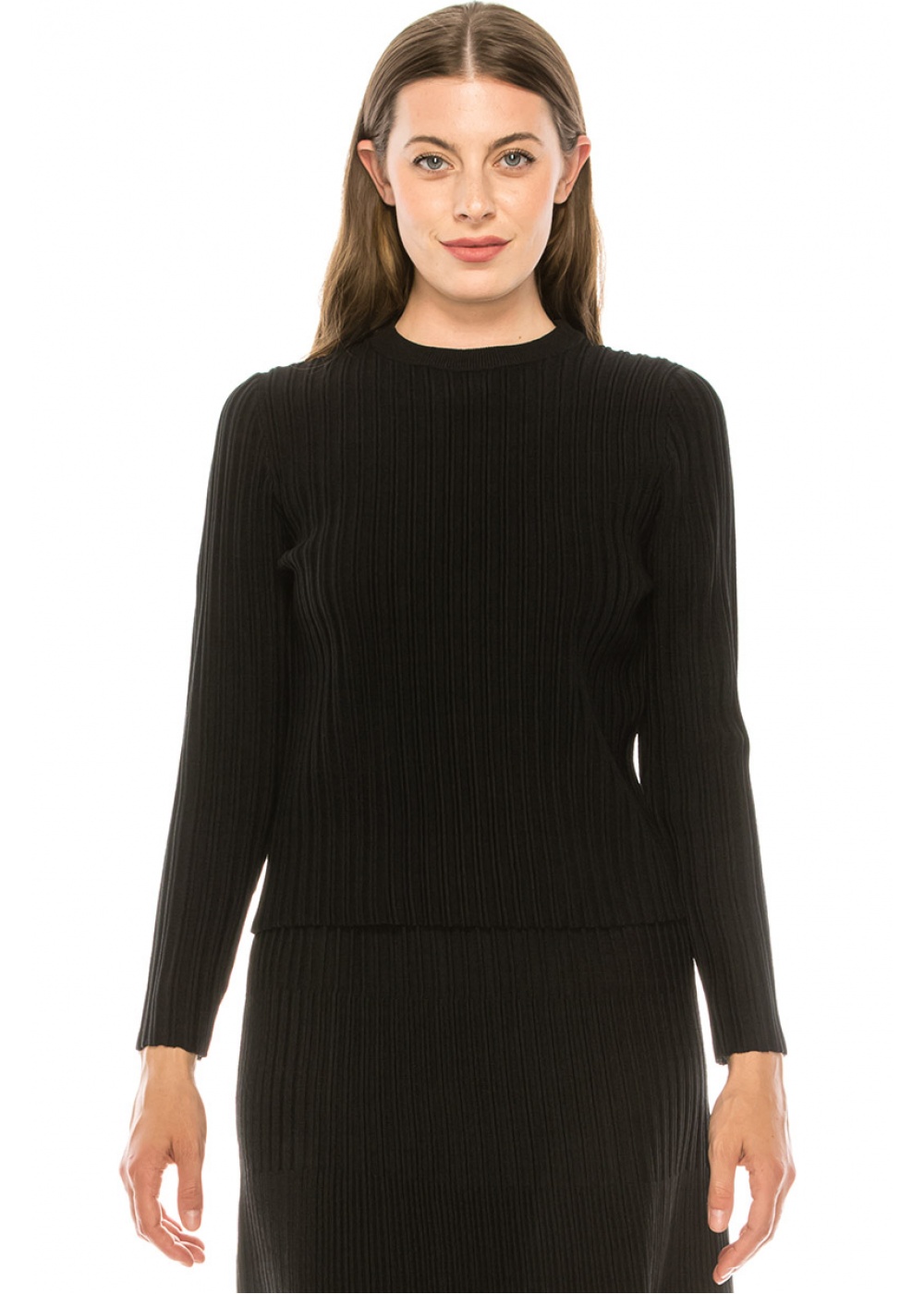 Ribbed Puff Sleeve Sweater - Black