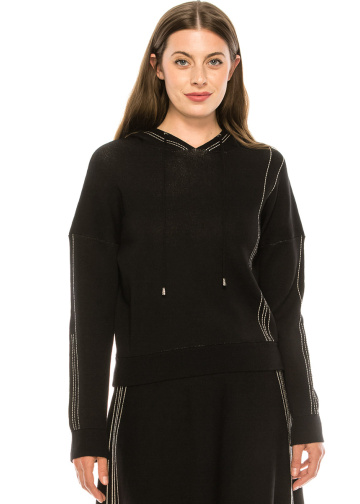 Black Hoodie with Silver Stripes