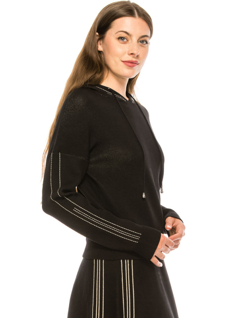 Black Hoodie with Silver Stripes