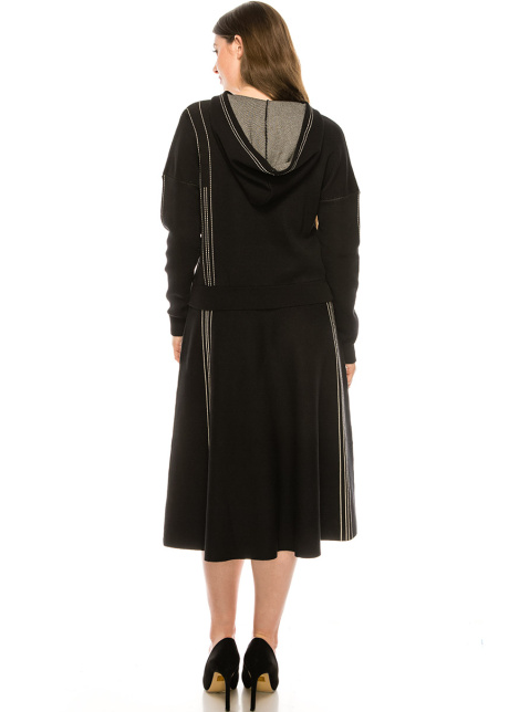 Black Hoodie with Silver Stripes
