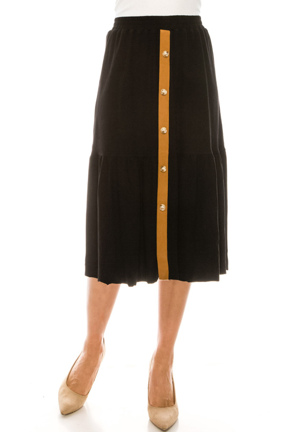 Button Front Skirt (Black)