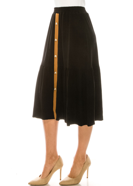 Button Front Skirt (Black)