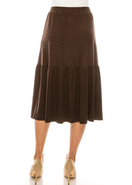 Button Front Skirt (Brown)