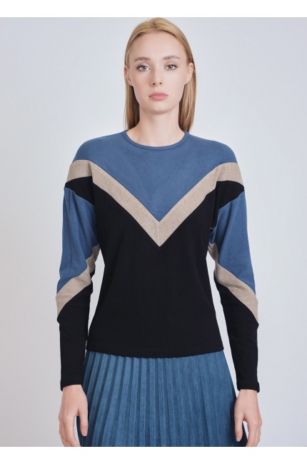 Sleek Black and Blue Long Sleeve T-Shirt
