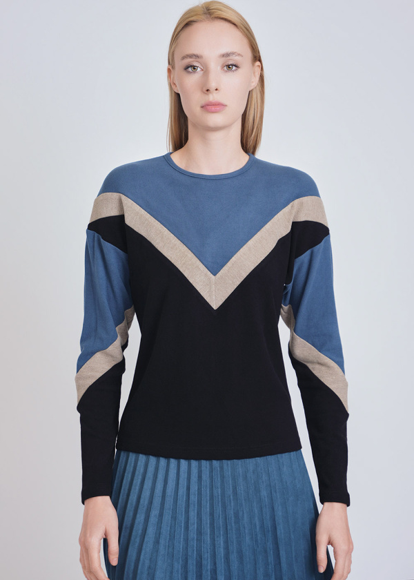 Sleek Black and Blue Long Sleeve T-Shirt