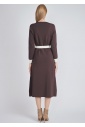 Chic Knit Dress in Brown with Contrasting White Details