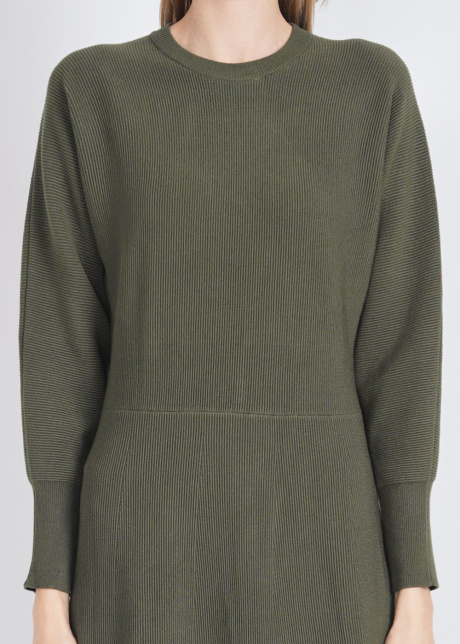 Green Ribbed Knit Dress: Classic & Comfortable