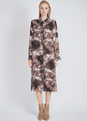 Stylish Print on Classic Burgundy Dress