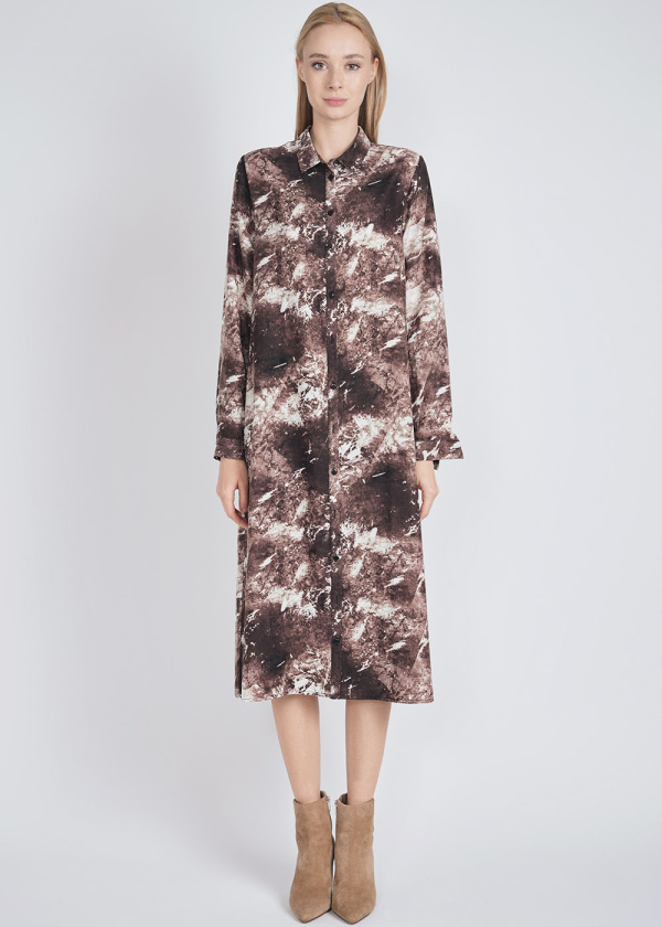 Stylish Print on Classic Burgundy Dress