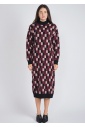 Burgundy Knit Dream: Dress with Classic Check Pattern