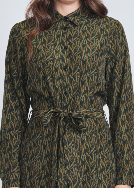 Abstract Print Midi Dress With Long Sleeves