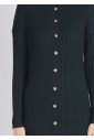 Warmth & Style: Green Cable Knit Dress with Buttons