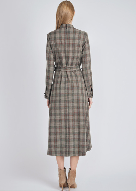 Checkered Charm: Brown Dress with Belt