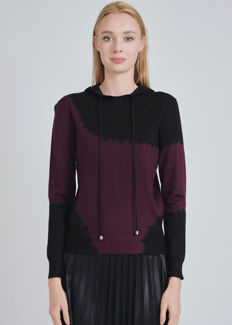 Duality in Shade: Black & Burgundy Hoodie
