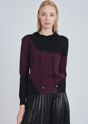 Duality in Shade: Black & Burgundy Hoodie