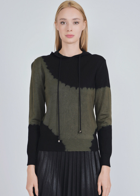 Modern Mix: Olive Green and Black Hoodie