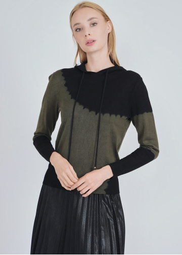 Modern Mix: Olive Green and Black Hoodie