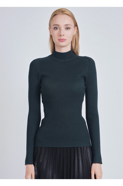 Classic Hunter Green Close-Fit Ribbed Sweater