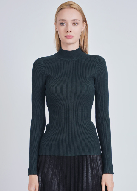 Classic Hunter Green Close-Fit Ribbed Sweater