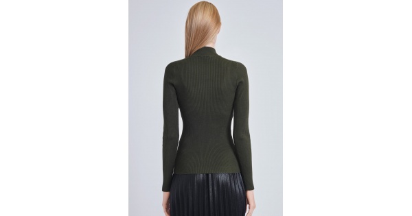Classic Olive Close-Fit Ribbed High Neck Sweater | Modest Women Clothing -  YAL New York