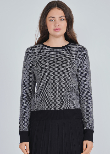 Detailed Print on Soft Black Sweater
