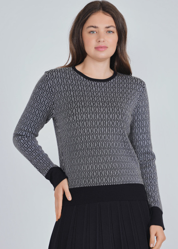 Detailed Print on Soft Black Sweater