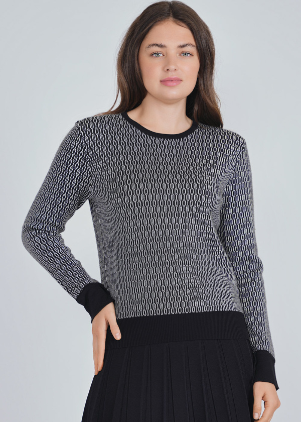 Detailed Print on Soft Black Sweater
